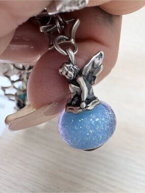 James Avery Silver Fairy Charm with Sparkling Blue Orb Retired